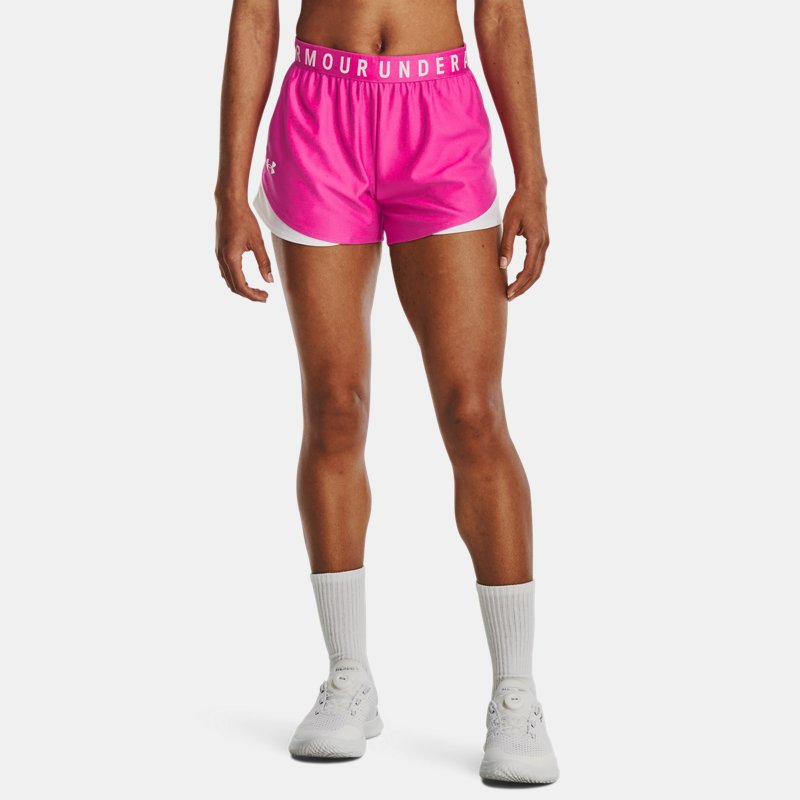 Short Under Armour Play Up 3.0 pour femme Rebel Rose / Blanc / Blanc XS